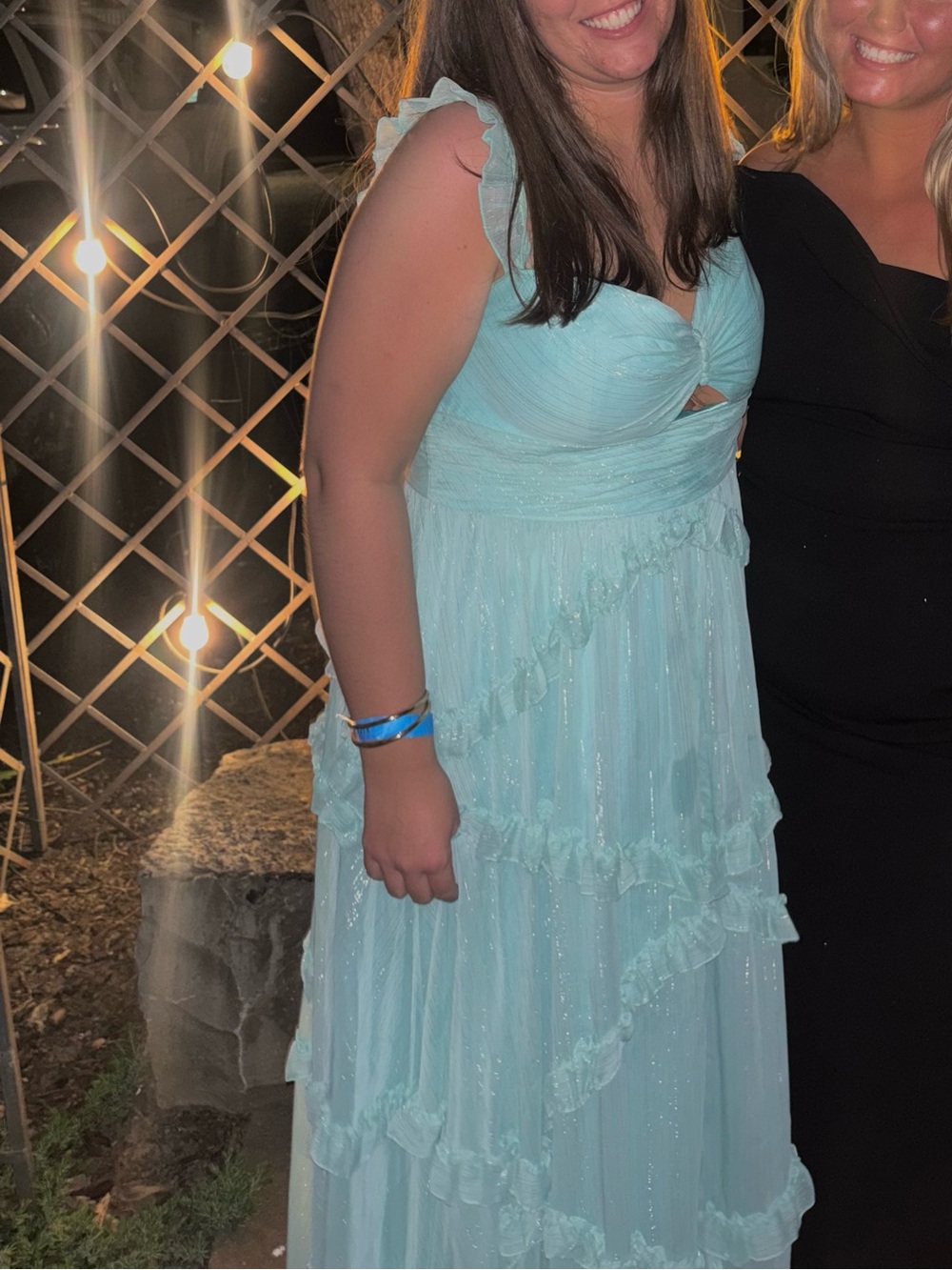 Mac Duggal Aqua Ruffle-Tiered Maxi Gown - Picture 2 of 2
